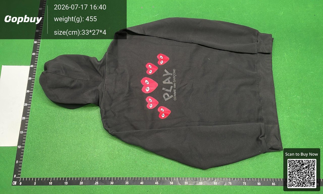 Back of the same black hoodie with printed artwork
