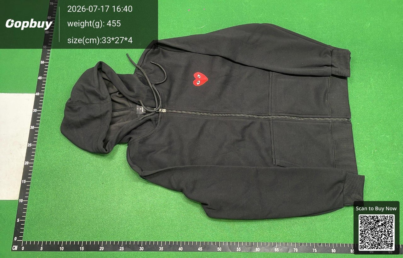 Black zip hoodie laid flat, front view